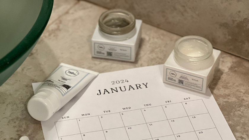 calendar with skincare on it